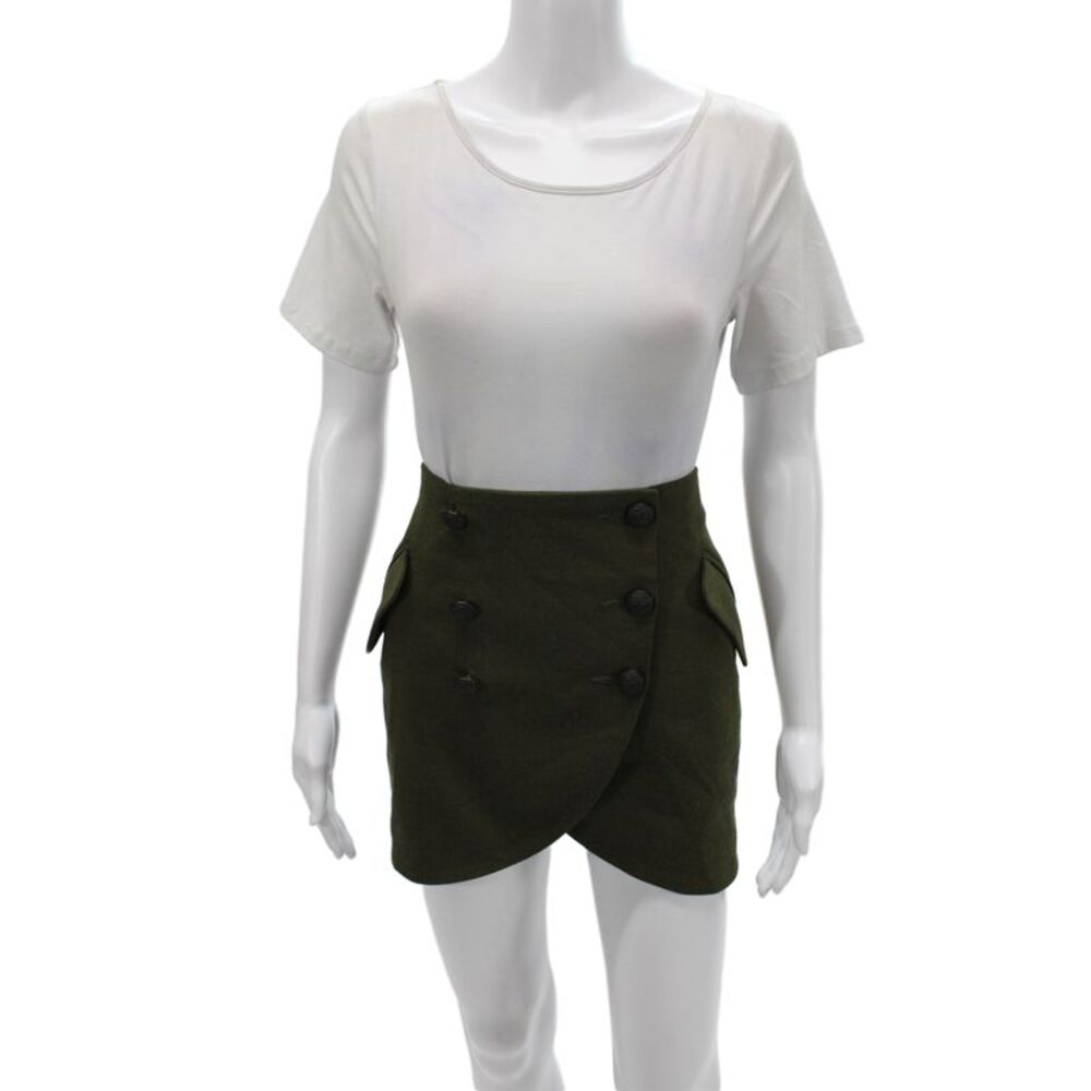 Laveer Women Green Mini Military Button Short Skort Size 4